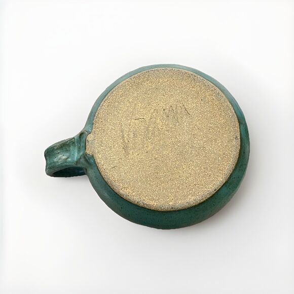 Peggy VRANA Studio Pottery Teal Wax Resist 1980s Large Soup Mug RARE Stoneware - Picture 6 of 6